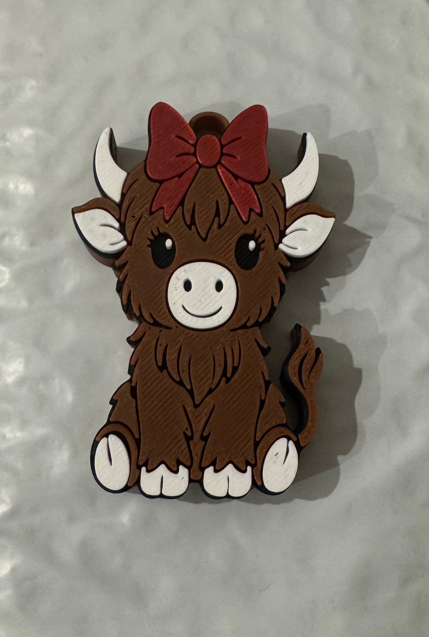 Highland Cow Soda Can Opener w/ Rose Red Bow