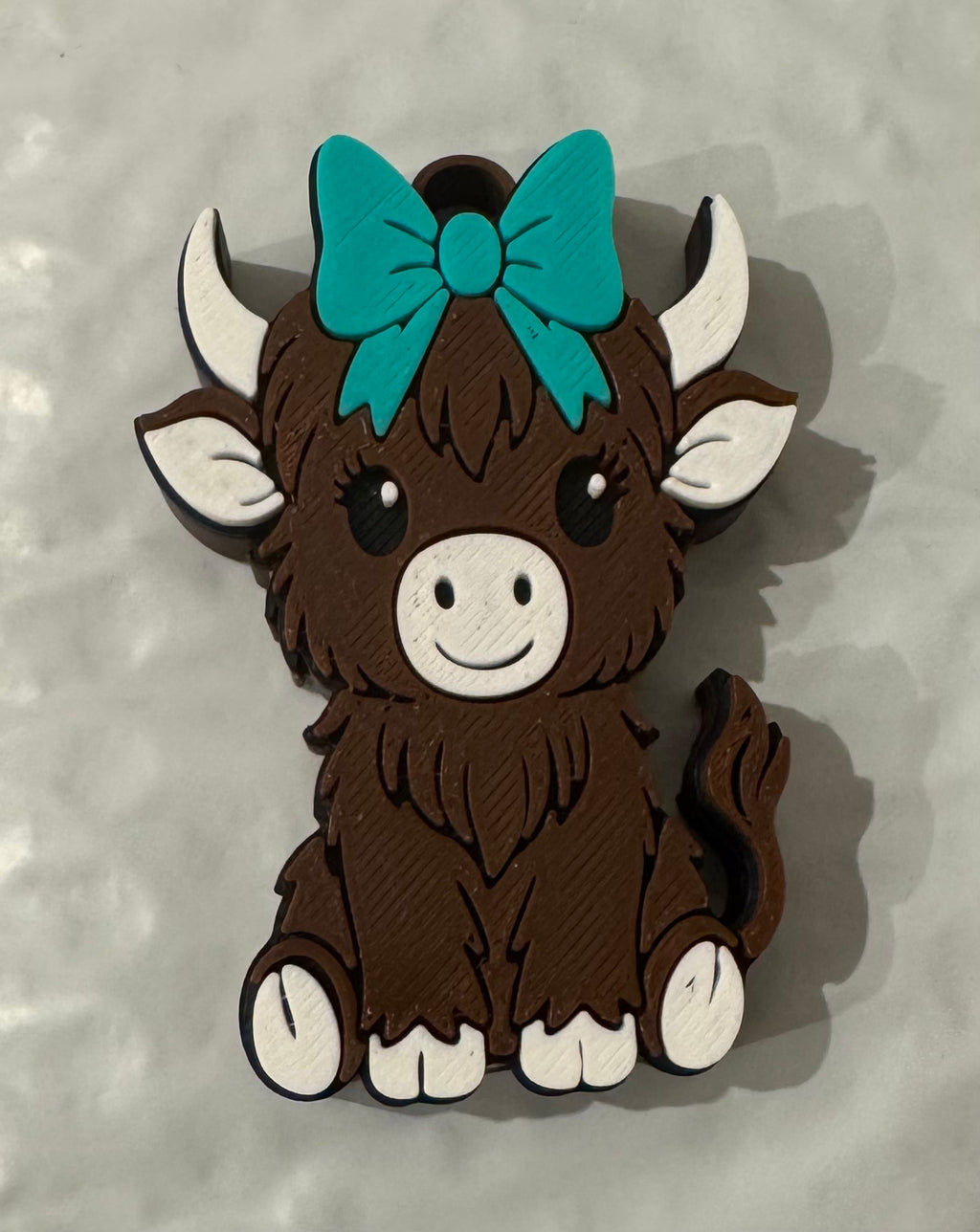 Highland Cow Soda Can Opener w/ Teal Bow