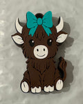 Highland Cow Soda Can Opener w/ Teal Bow