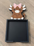 Highland Cow Notepad Holder (Top w/Pink Bow)