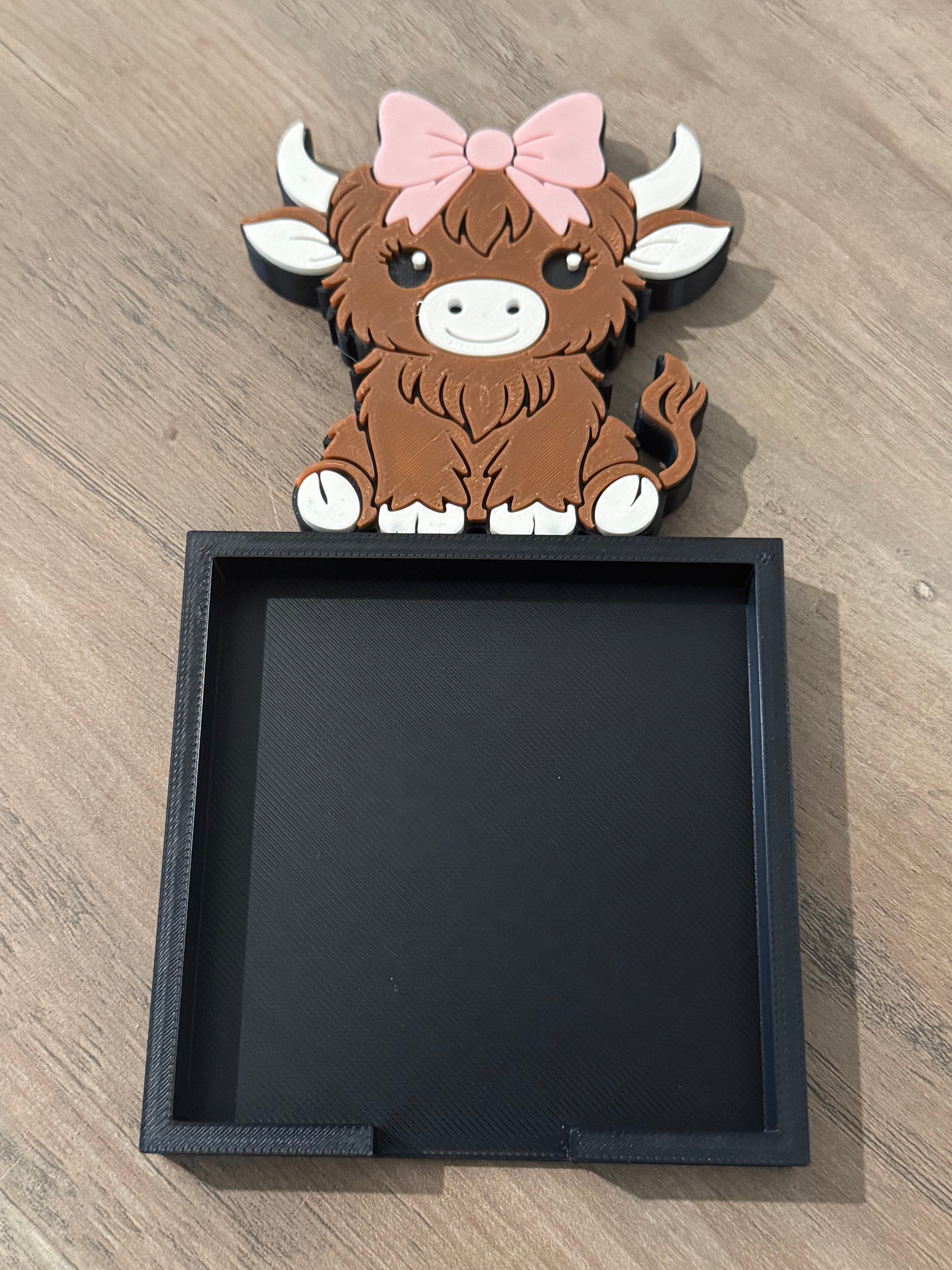 Highland Cow Notepad Holder (Top w/Pink Bow)