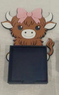 Highland Cow Notepad Holder (Pink Bow)