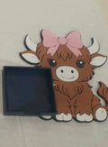 Highland Cow Notepad Holder (Side w/Pink Bow)