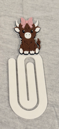 Highland Cow Jumbo Paperclip (White /Pink Bow)