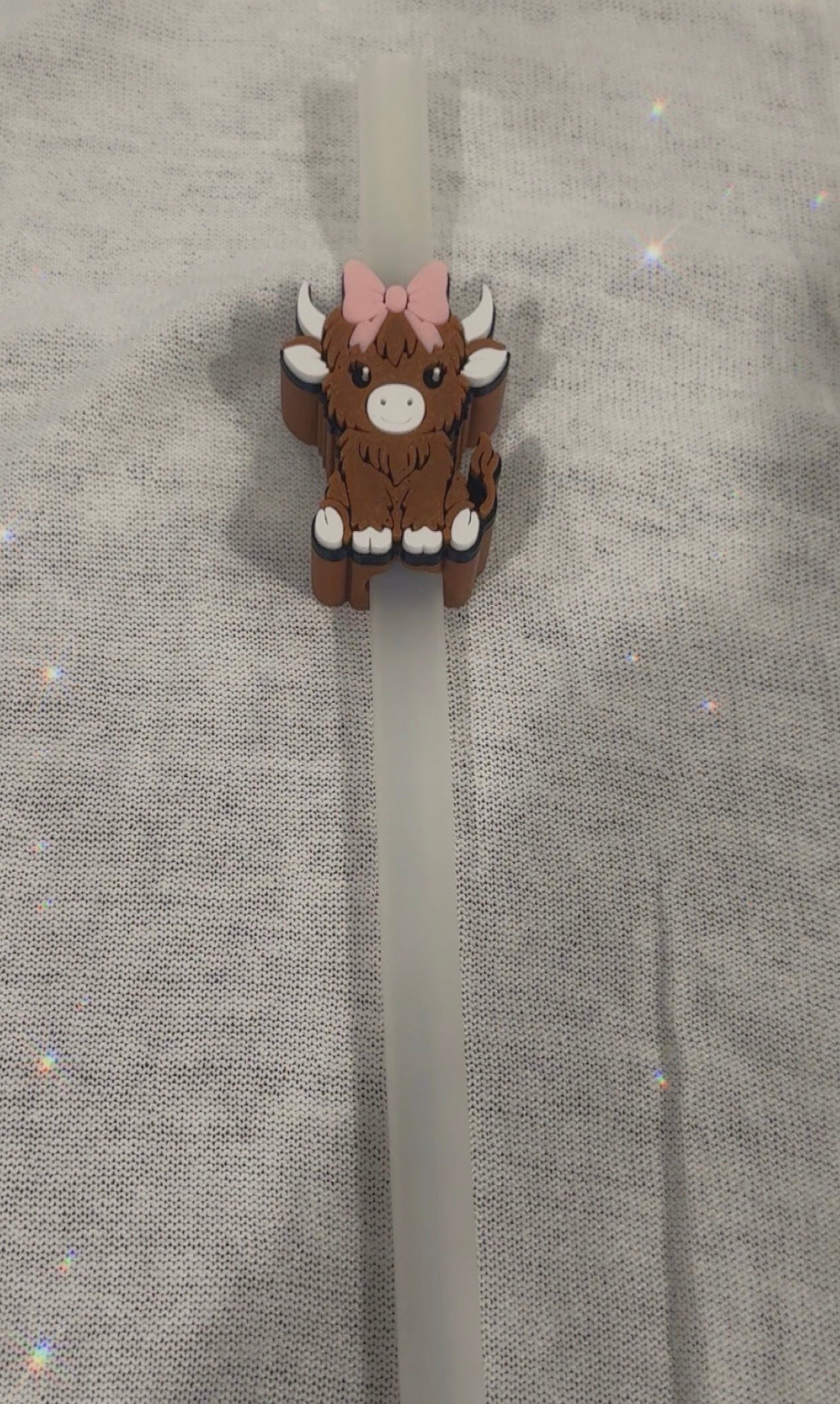 Highland Cow Straw Holder (8mm Pink Bow)